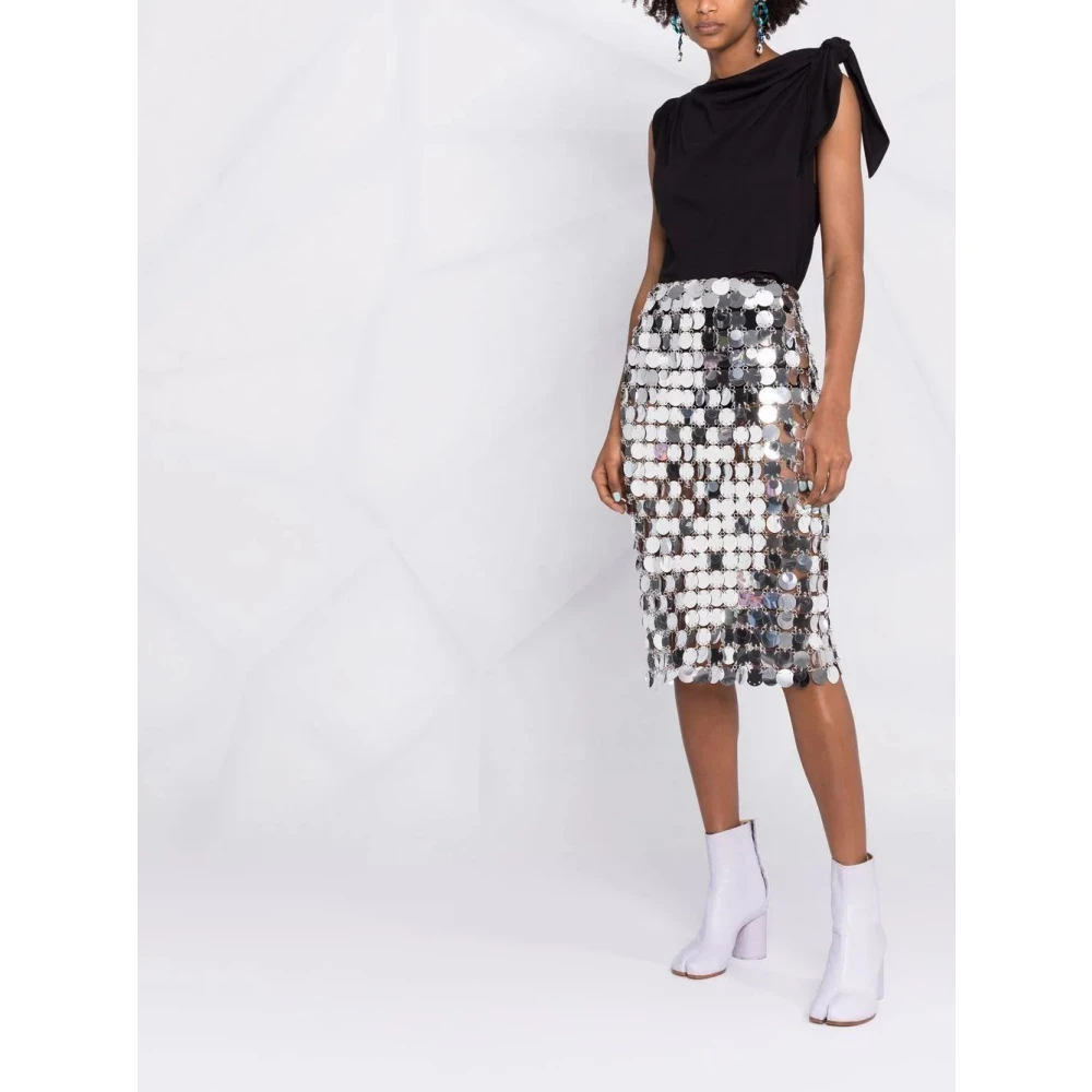 Paco Rabanne Zilveren Mid-Length Jupe Rok Gray Dames