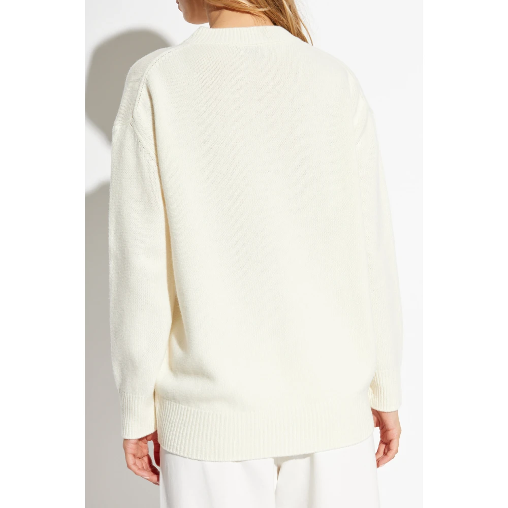 Moncler Trui met geborduurd logo Beige Dames