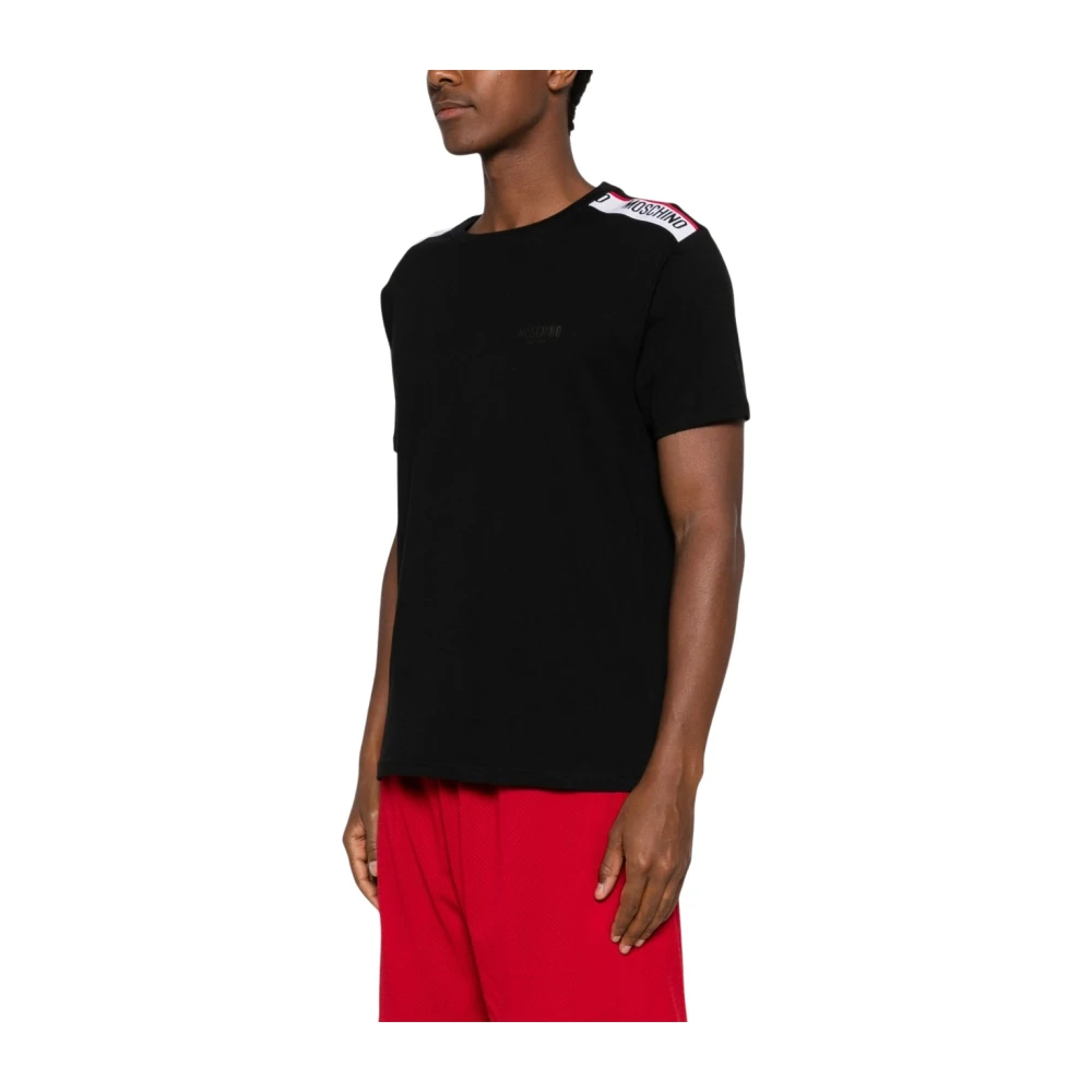 Moschino Men's Black T-Shirts, Xl, Logo Jacquard Crew Neck T-Shirt