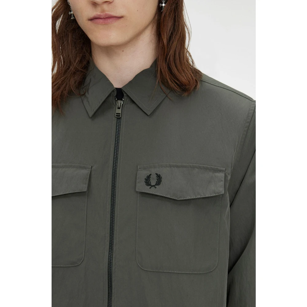 Fred Perry Groene Utility Shirt met Rits Green Heren