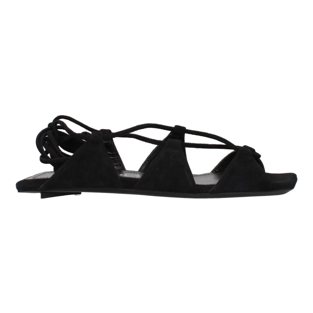 The Attico Black Leather Flat Sandals - EU36/US6 - Image 2