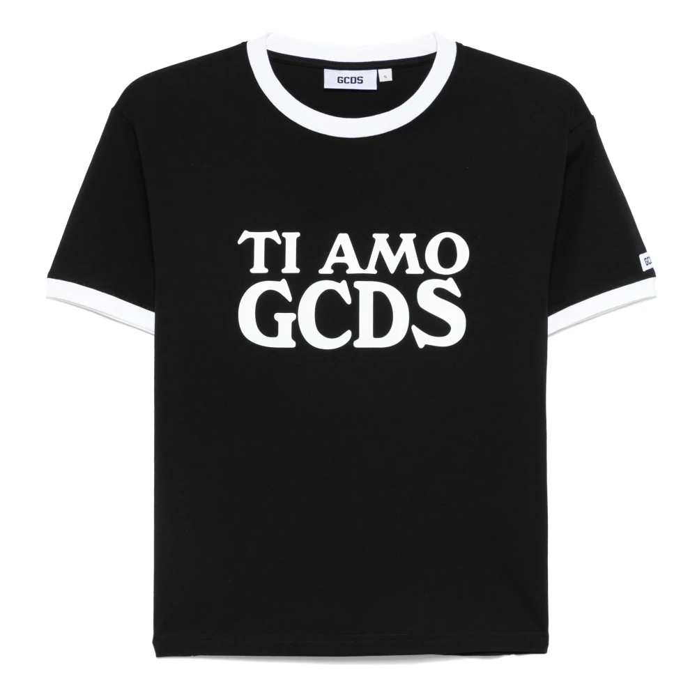 Gcds Zwarte Ti Amo T-shirt voor vrouwen Black Dames