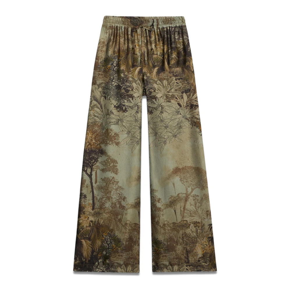 Oltre Palazzo satijnen broek in fantasie Green Dames