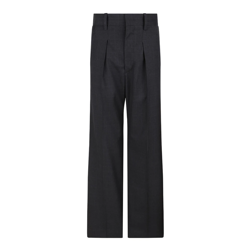 Isabel Marant Women's Gray Wide Trousers, Xs, Straight Leg Pleated Trousers