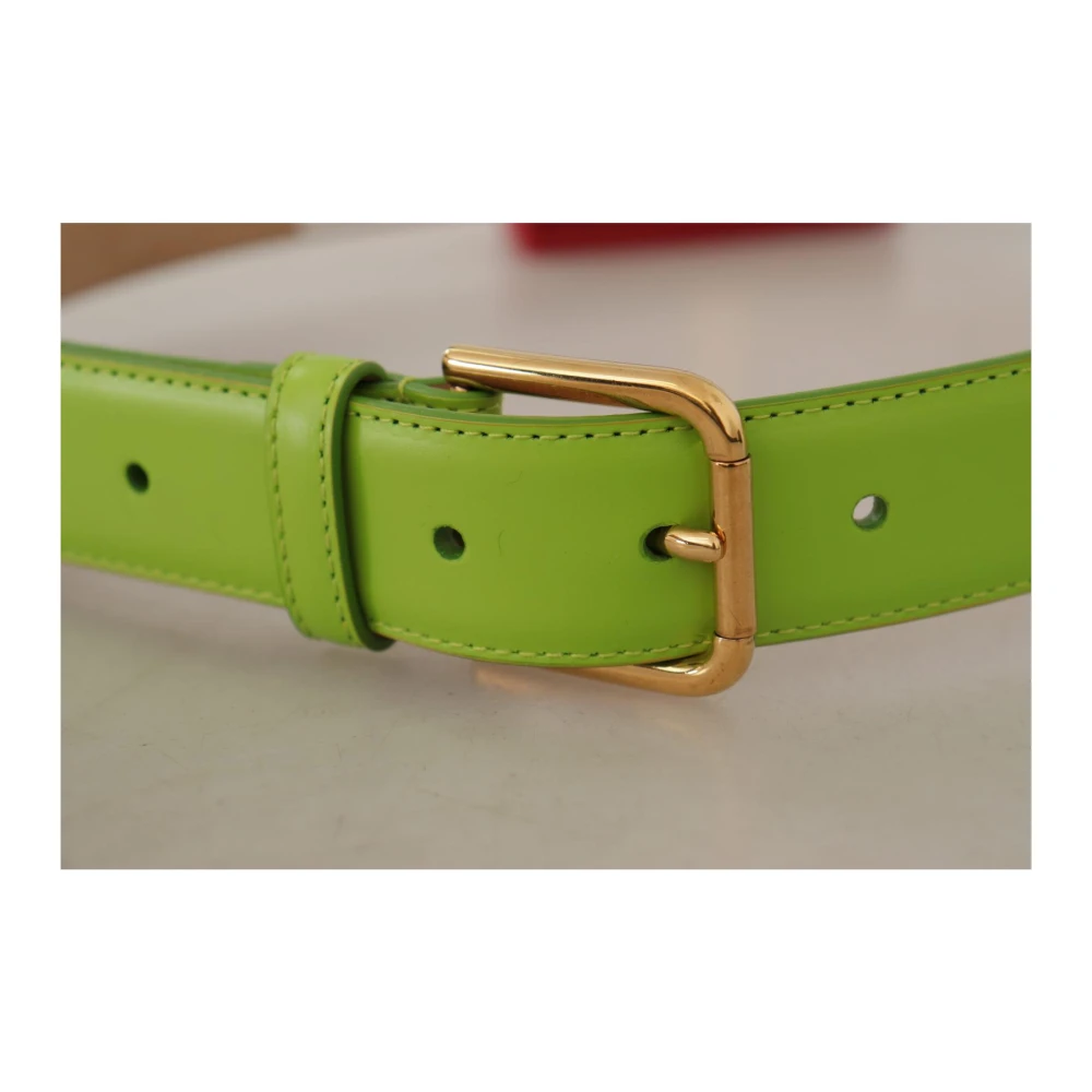 Dolce & Gabbana Gegraveerde Logo Leren Riem Green Dames