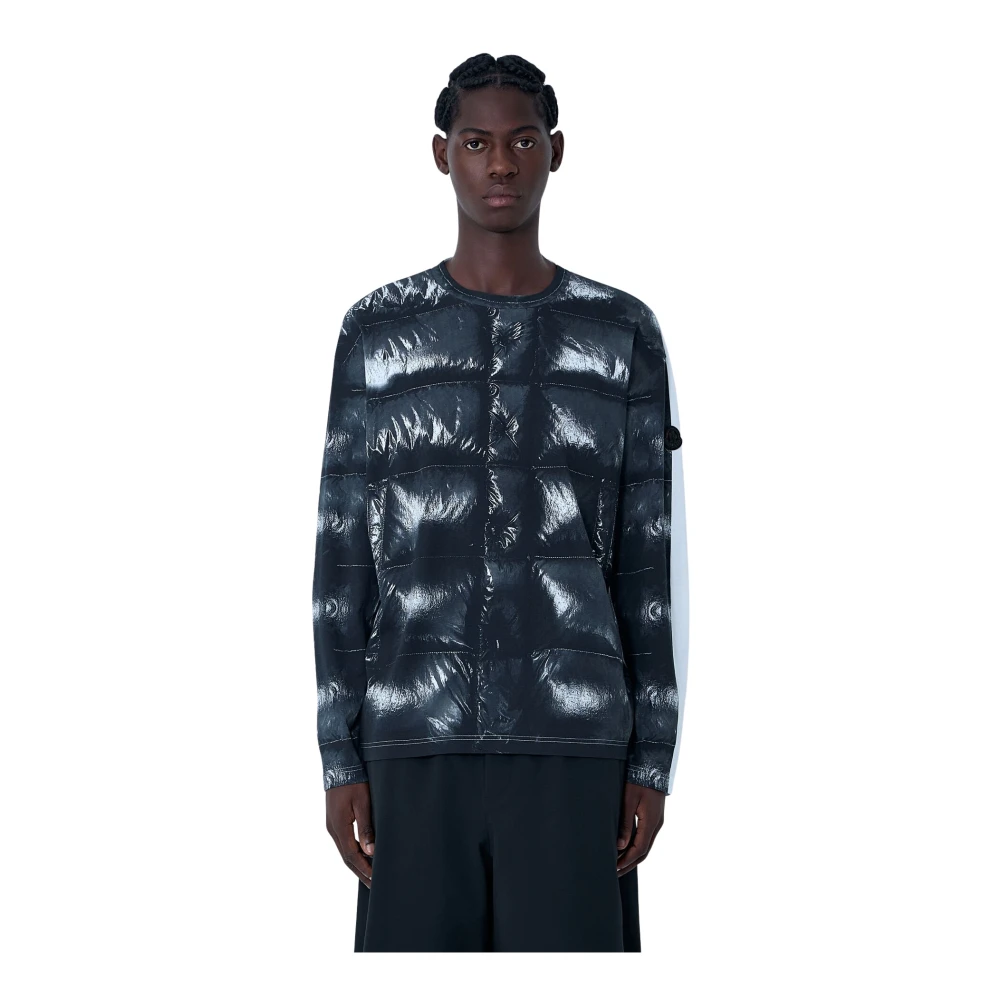 Moncler Men's Multicolor Logo Motif Contrast Print T-Shirt - Long Sleeve T-Shirts - S - Tops