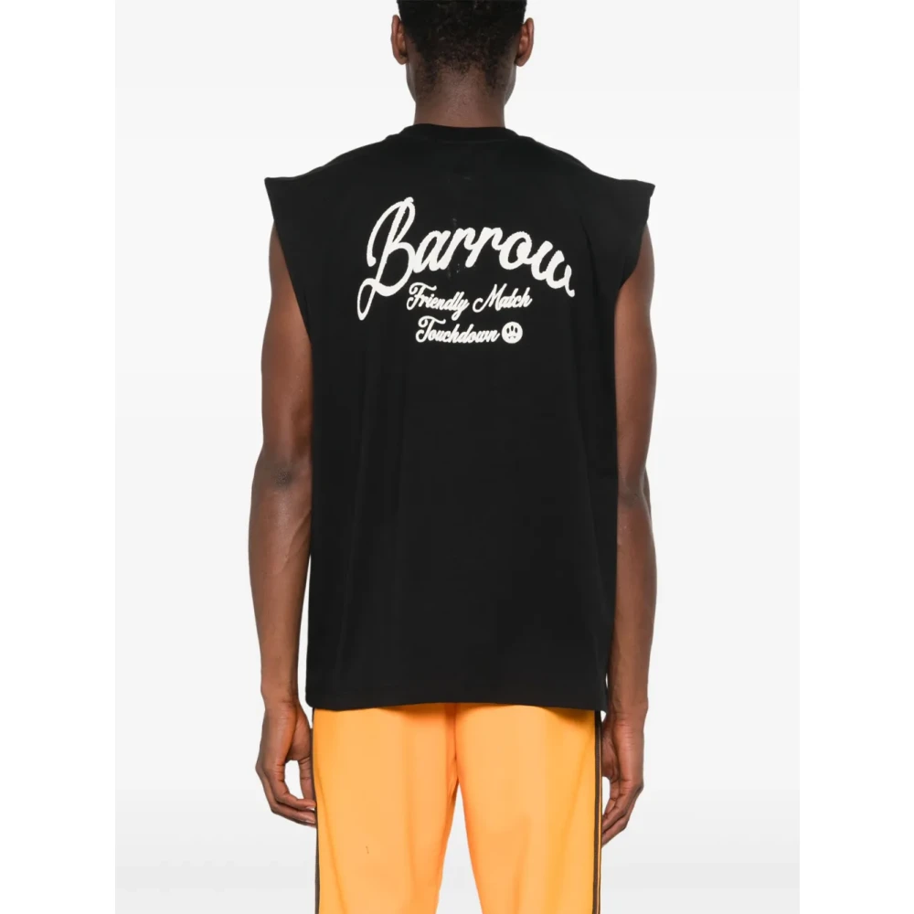 Barrow Mouwloze katoenen T-shirt met ronde hals Black Heren