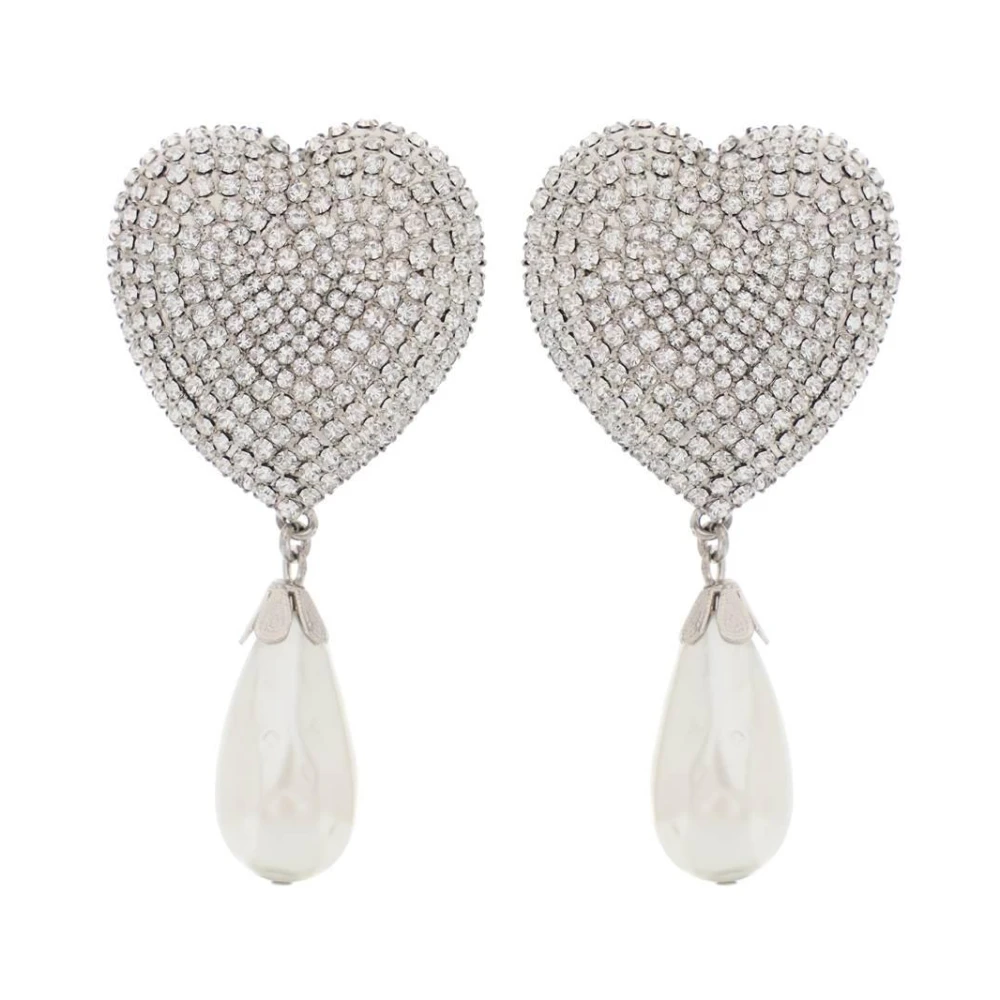 Hjerte Krystal Øreringe med Perler