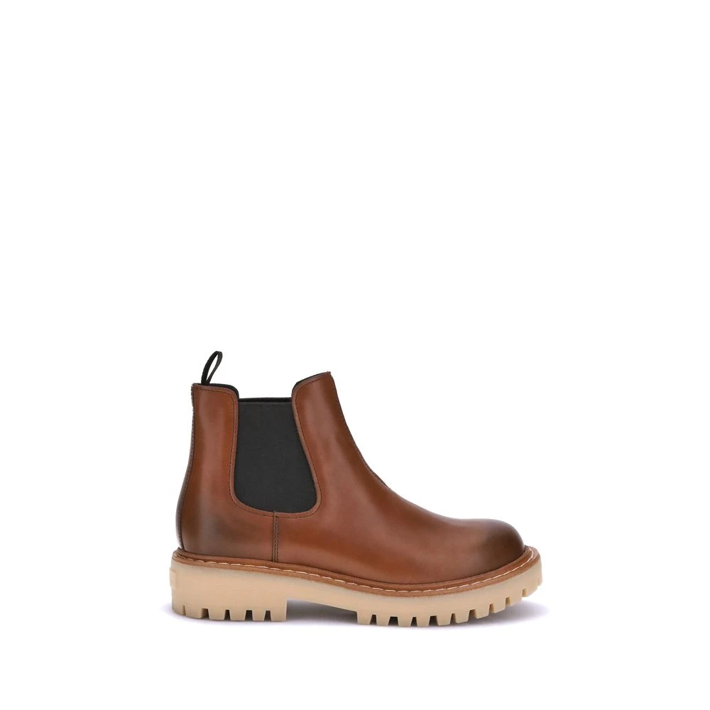 Prada Men's Brown Chelsea Boots,, Chelsea Ankle Boots With Elastic Inserts Size 9 Uk