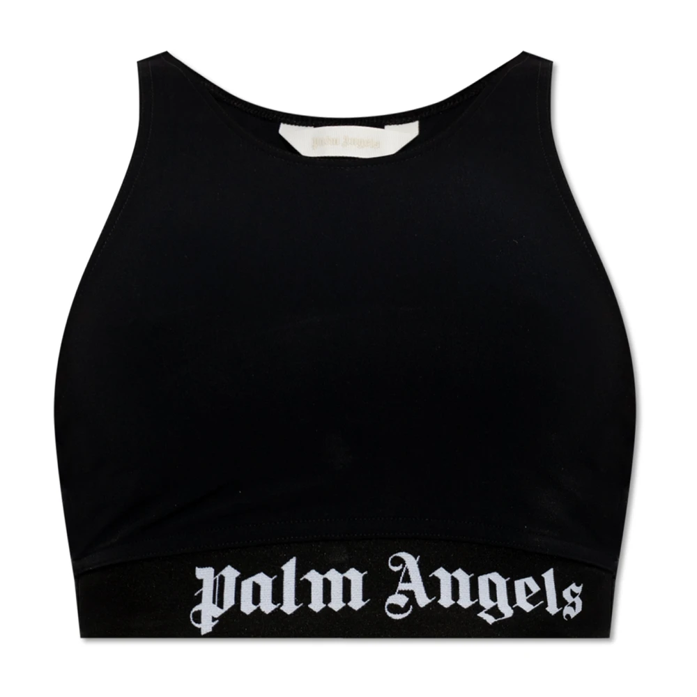 Palm Angels Logo Crop Top Black Dames