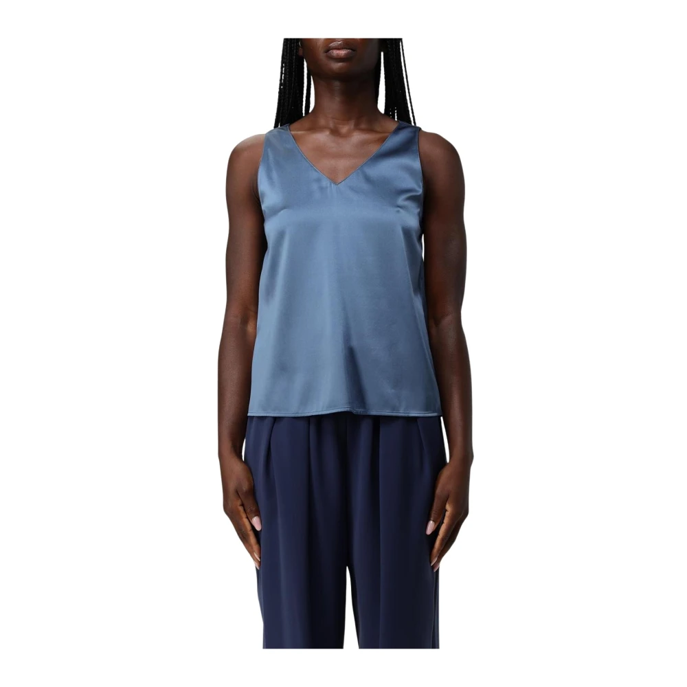 Emporio Armani Damen Blau V-Neck Ärmelloses Top