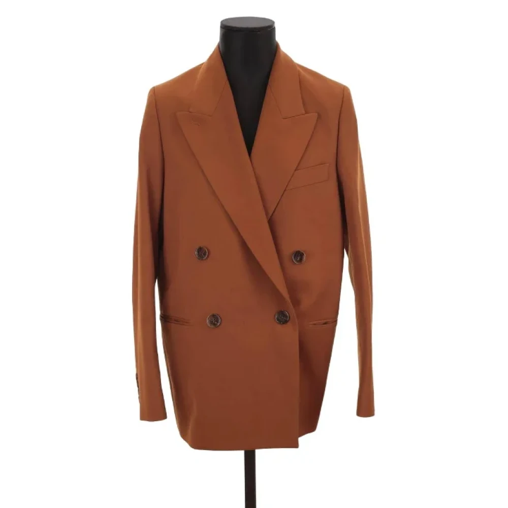 Acne Studios Pre-owned Polyester outerwear Brown Dames