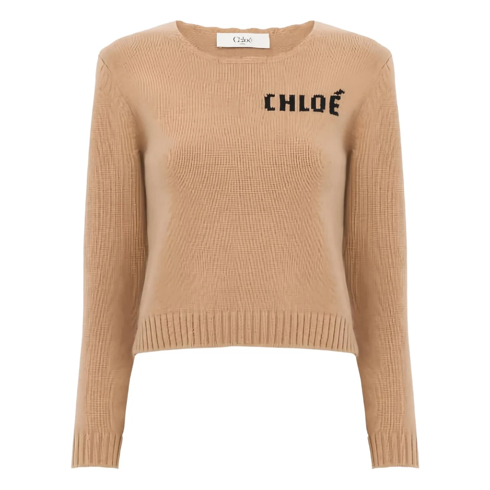 Chloé , Round-Neck Knitwear, Female, Brown, M, Round-Neck Knitwear