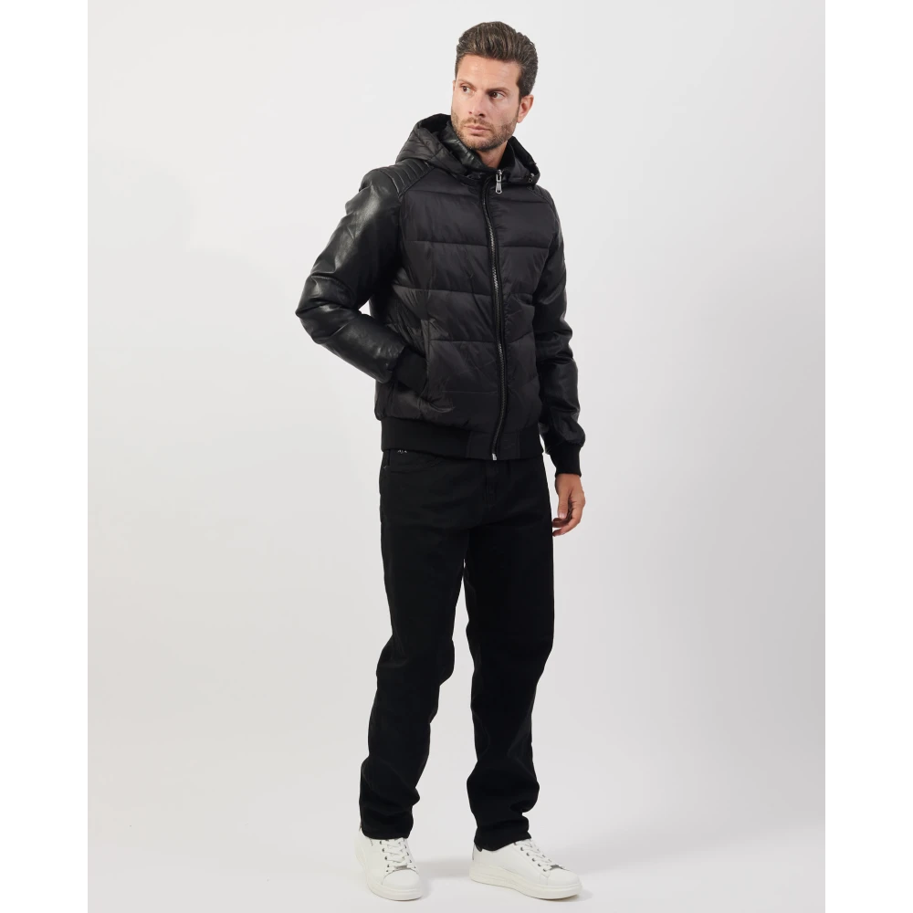 YES ZEE Gewatteerde bomberjack met capuchon Black Heren