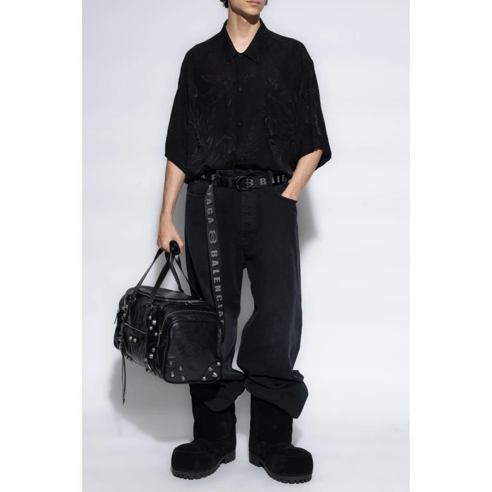 Balenciaga Zijden overhemd met zak Black Heren