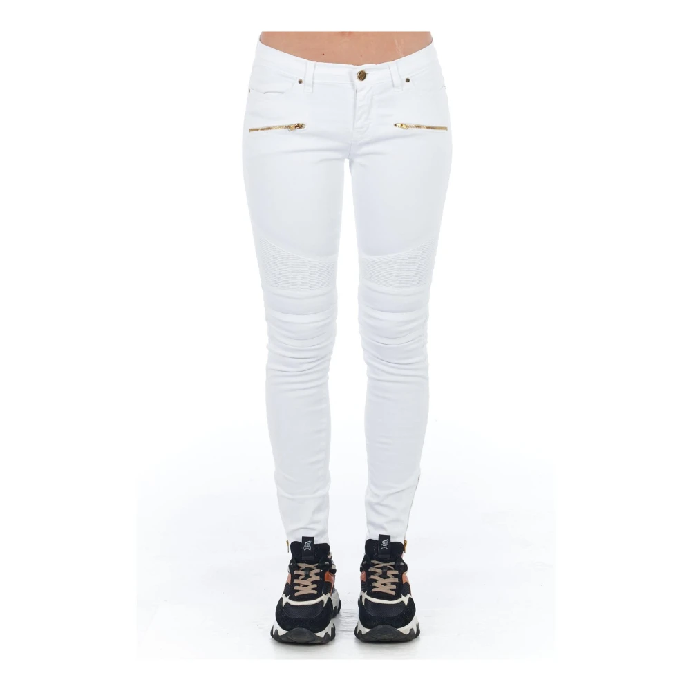 Frankie Morello Vit Bomull Skinny Jeans Byxor White, Dam