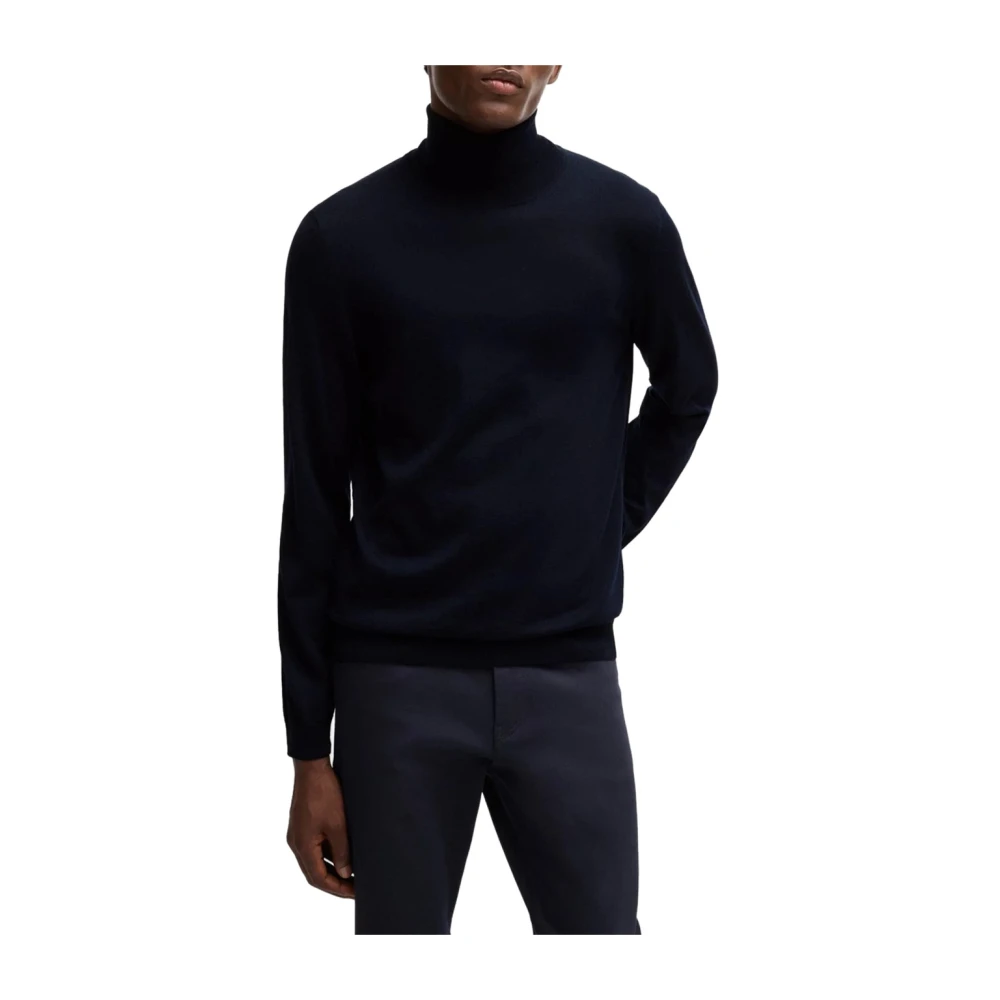 Hugo Blue Turtlenecks, Male, 2XL, Wool Turtleneck Jumper