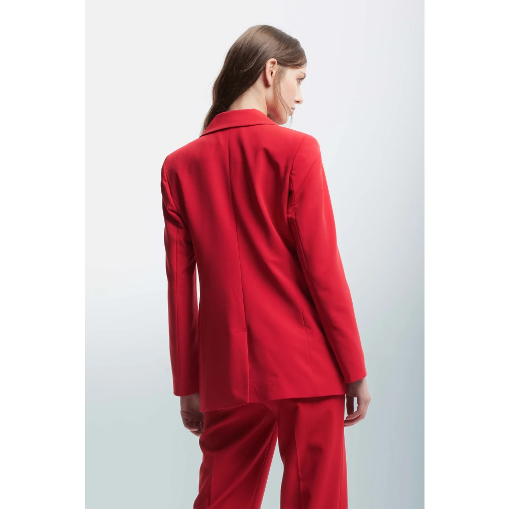 Kocca Elegant Single-Breasted Jacket Viscose Blend Red Dames