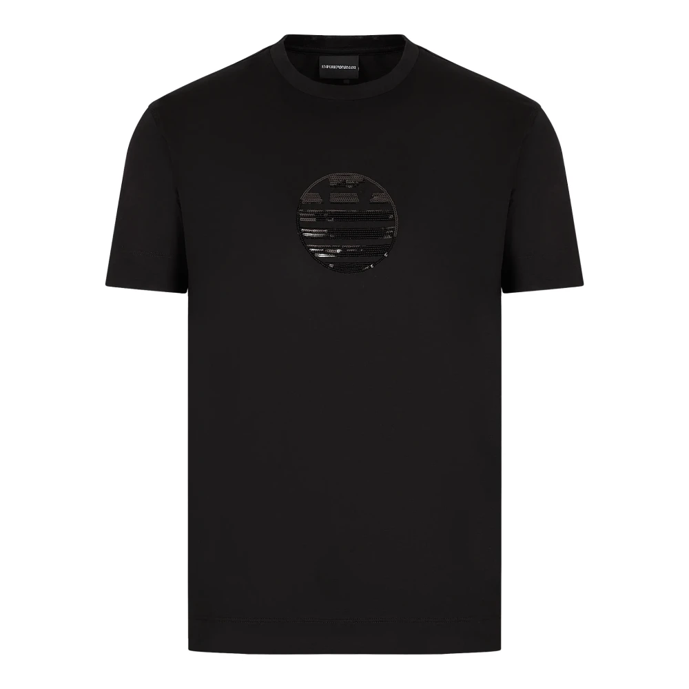 Emporio Armani Zwart T-shirt met Pailletten voor Heren Black Heren