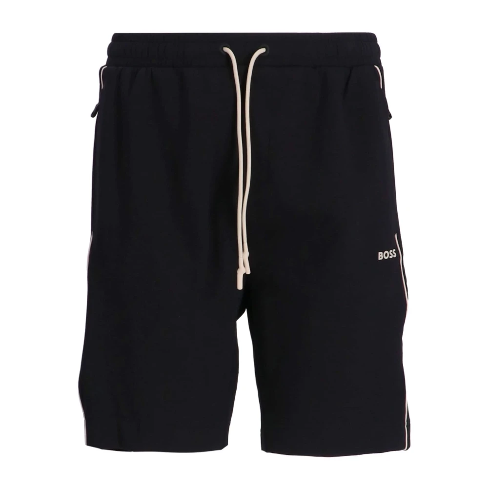 Hugo Boss Zwarte Katoenen Shorts Rechte pasvorm Black Heren