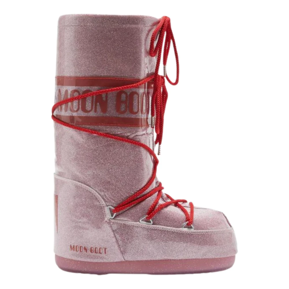 Moon Boot Rosa Glitter Icon Platta Skor Pink, Flicka