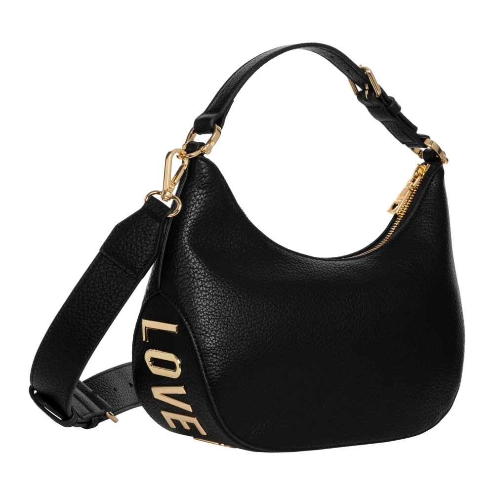 Love Moschino Logo Hobo Tas met Verstelbare Band Black Dames