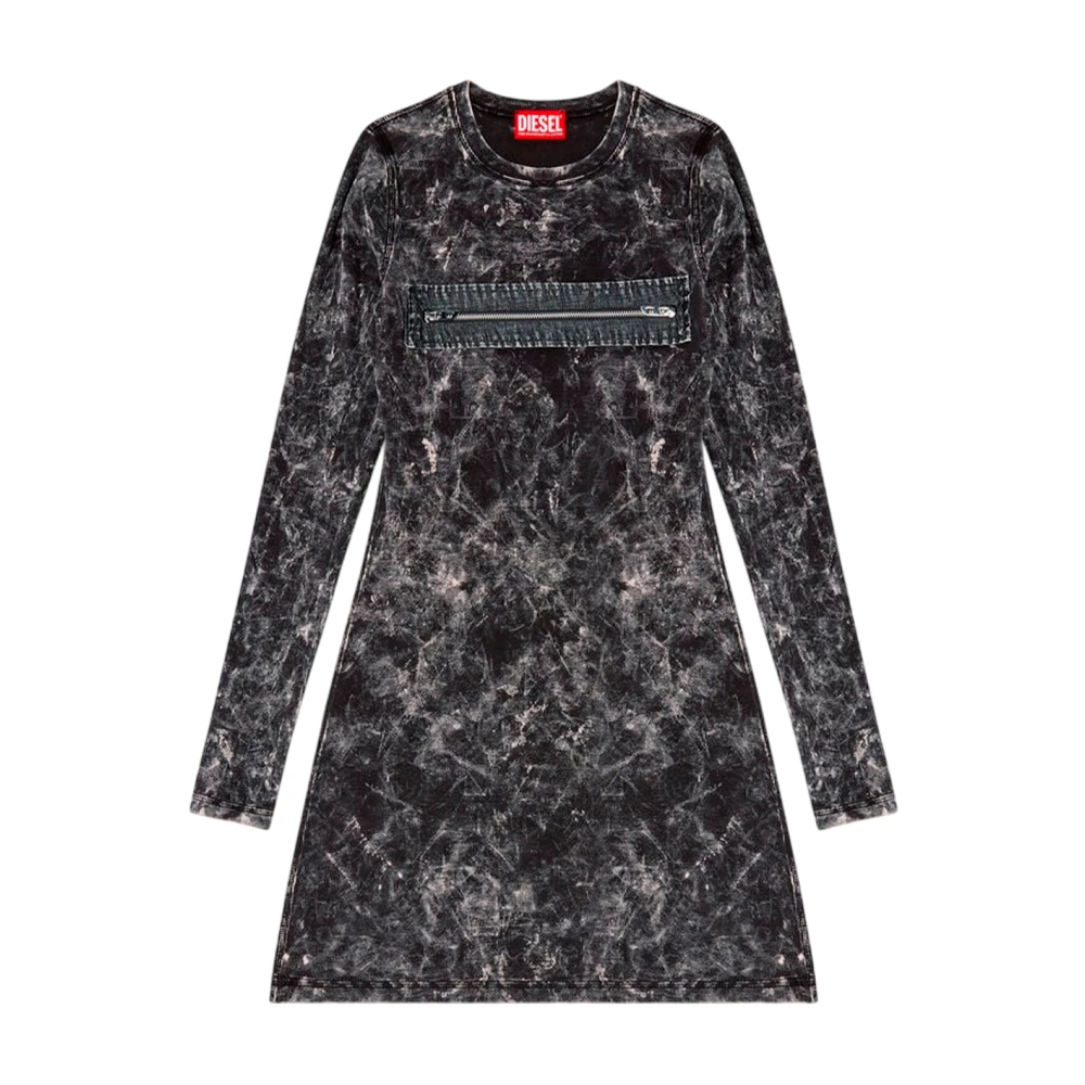 Diesel Geribbelde minijurk met lange mouwen Black Dames