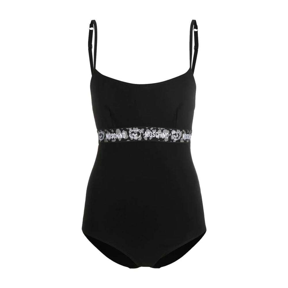 Moschino Zwarte Logo-Tape Bodysuit voor Dames Black Dames