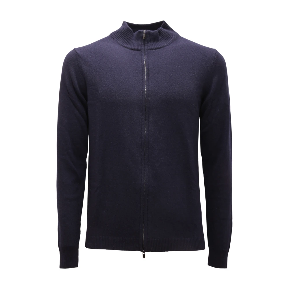 Daniele Fiesoli Men's Blue Wool Full-Zip Sweater In