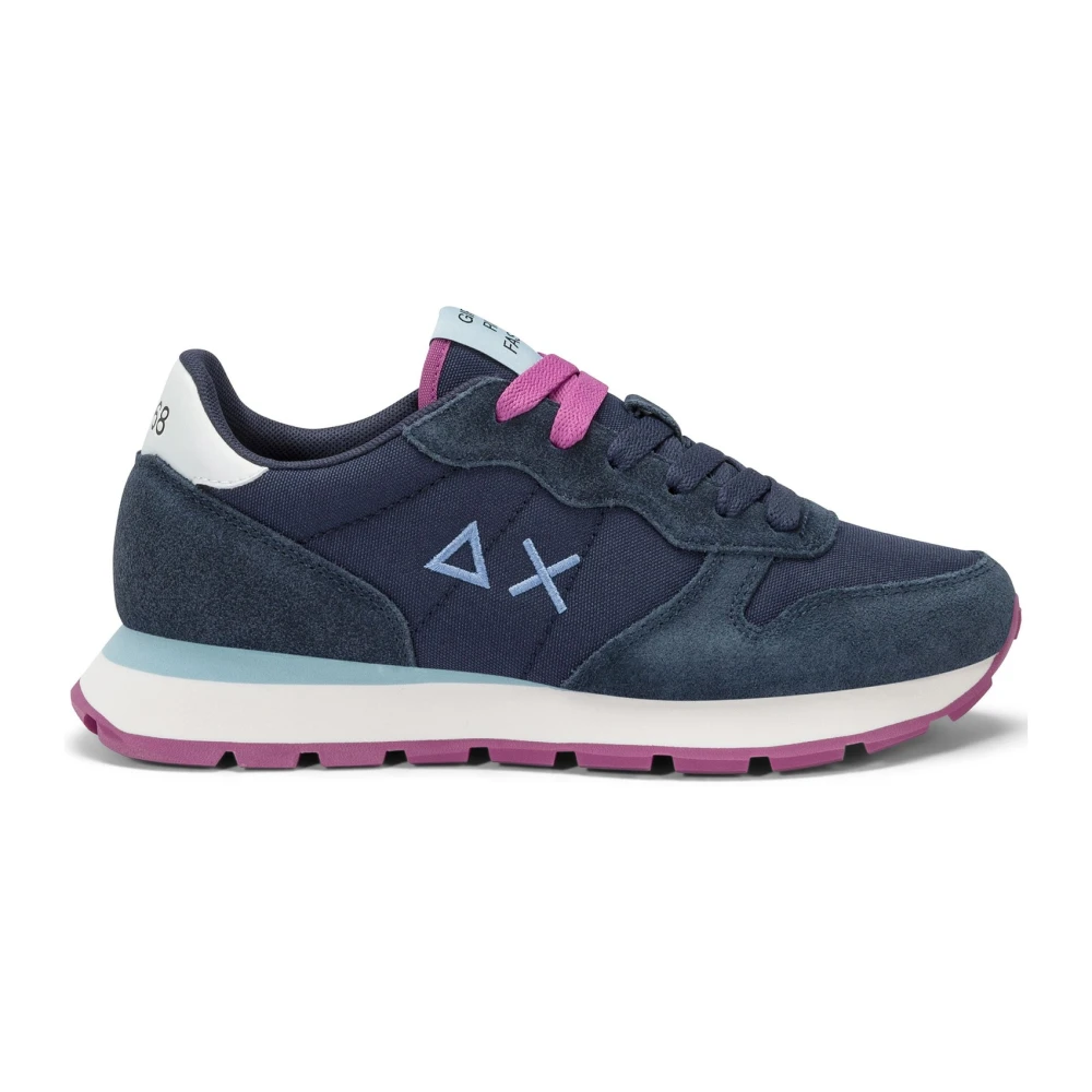 Sun68 Casual Sneaker Solide Stof en Leer Vrouwen Dames Schoenen Blauw