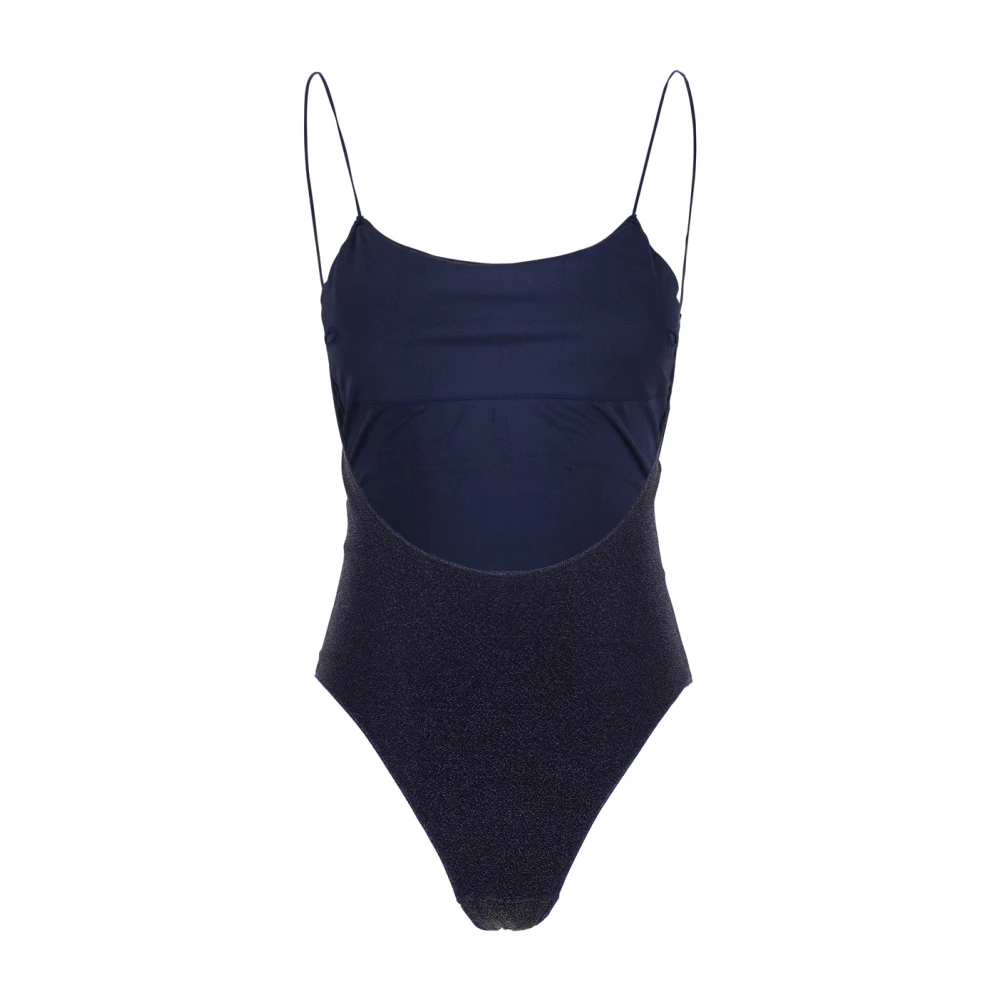 Oseree Blauwe Lurex Open Rug Badpak Vrouw Blue Dames