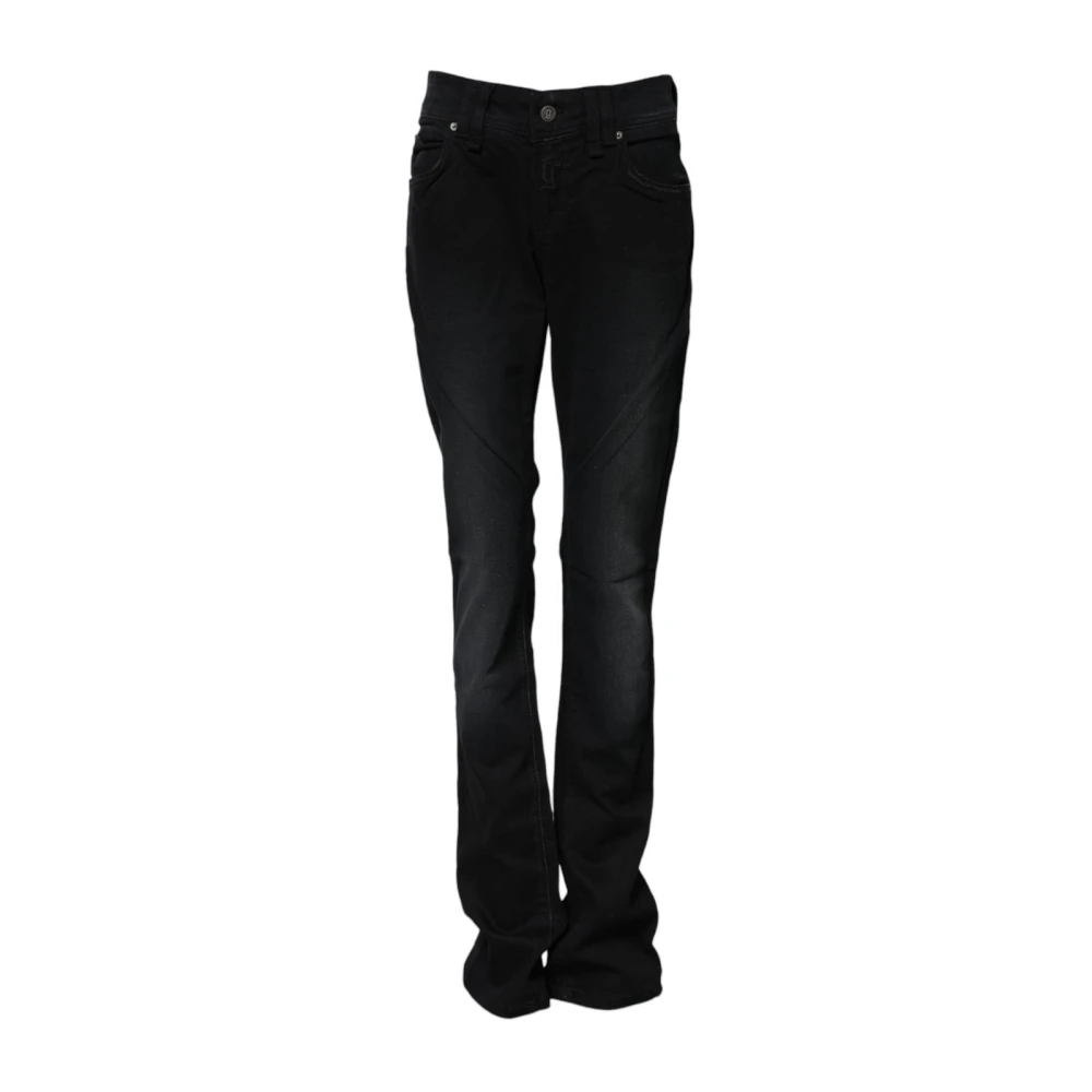 John Galliano Women's Black Bootcut Jeans, W24, Tapered Denim Jeans With Zipper