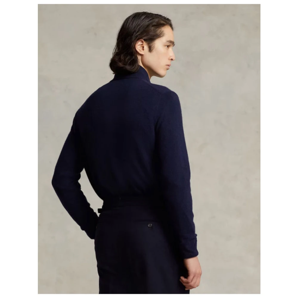 Polo Ralph Lauren Merinowollen Half-Zip Trui Blue Heren