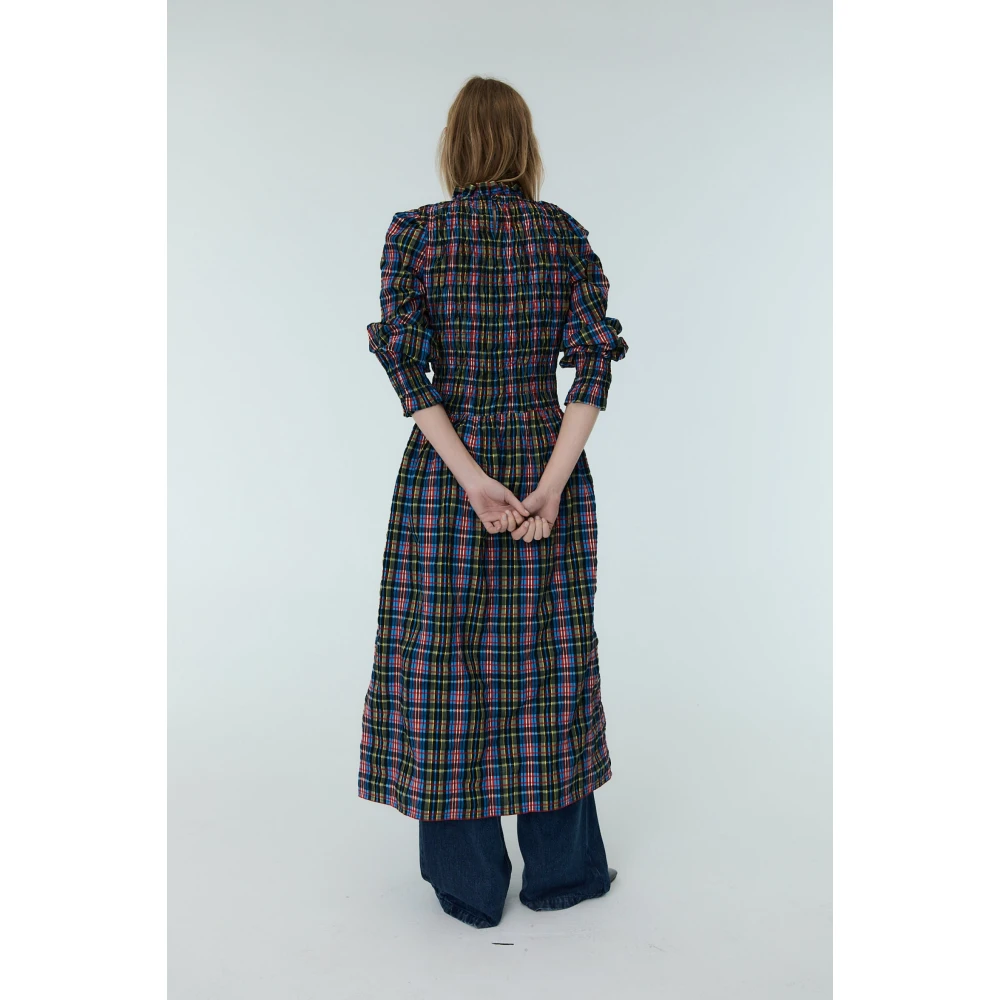 The New Society Ruby Dusk Tartan Ruffle Jurk Multicolor Dames