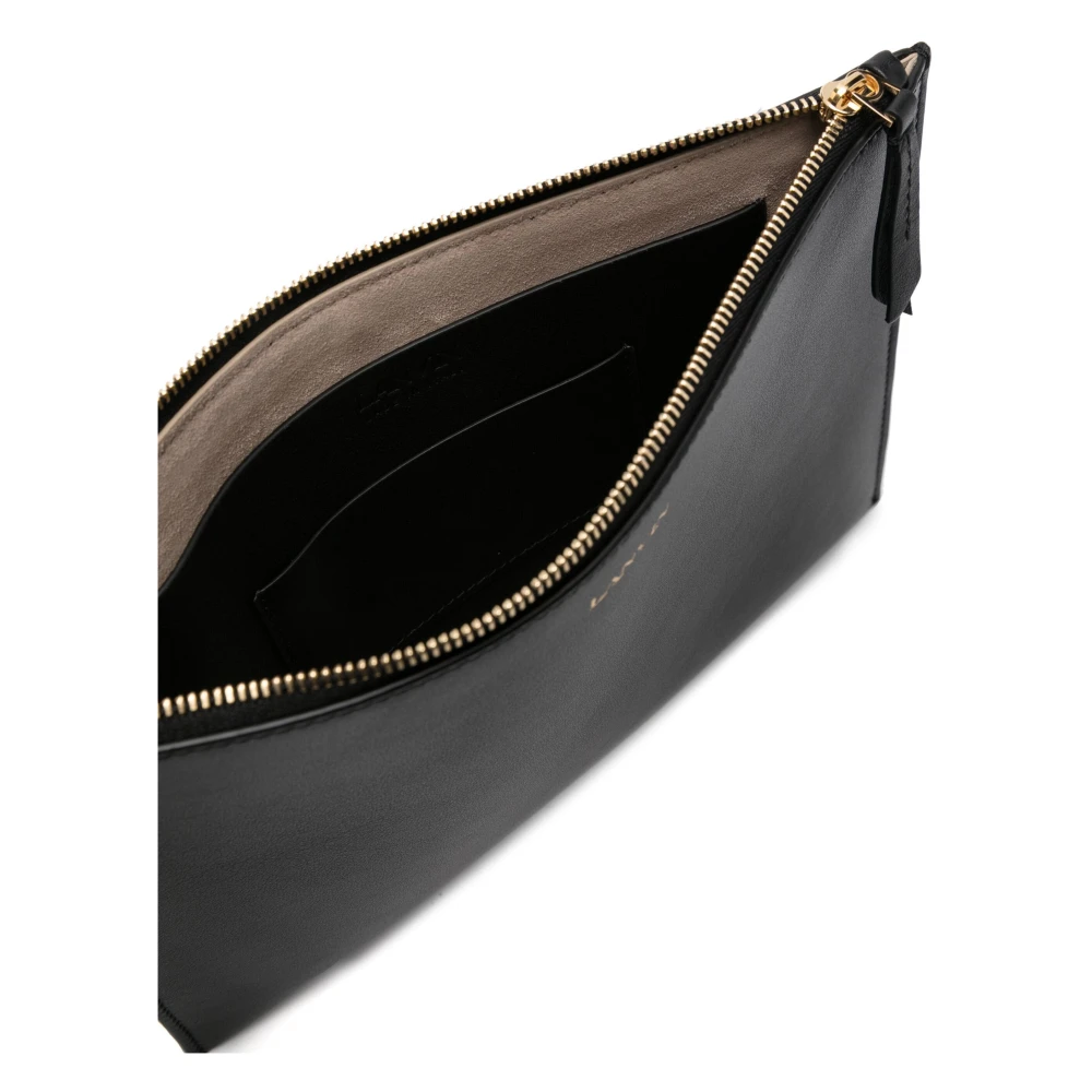 Lanvin Zwarte Flat Pouch Sequens Black Dames