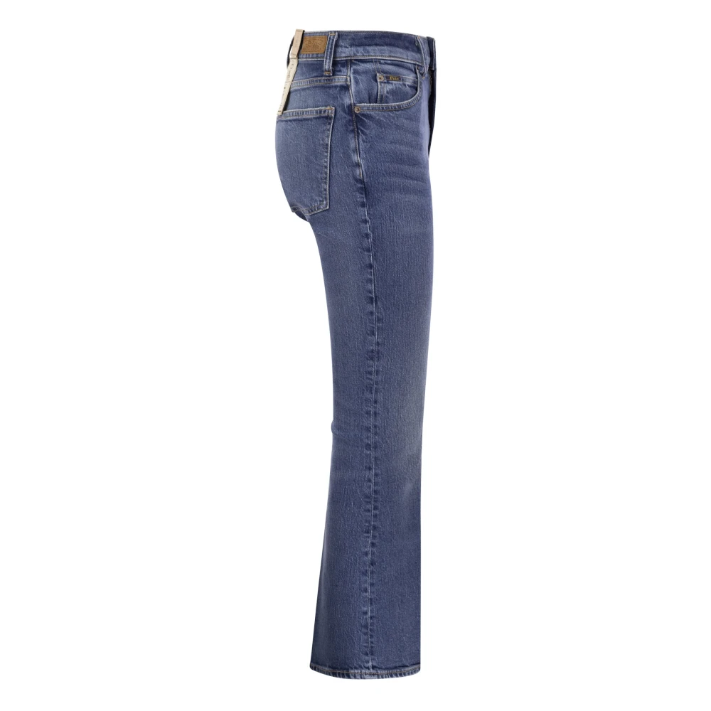 Ralph Lauren Flared high-waisted jeans met korte kruis Blue Dames