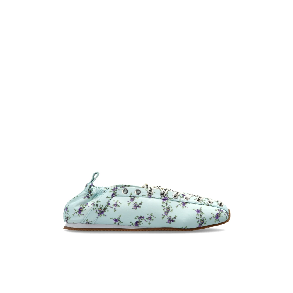 Ganni Women's Blue Floral Motif Trainers, Sneakers, 6 Uk, Shoes
