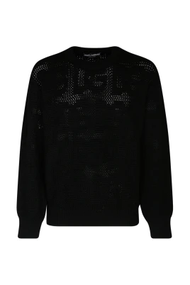 Svart Jacquard Logo Ulltröja