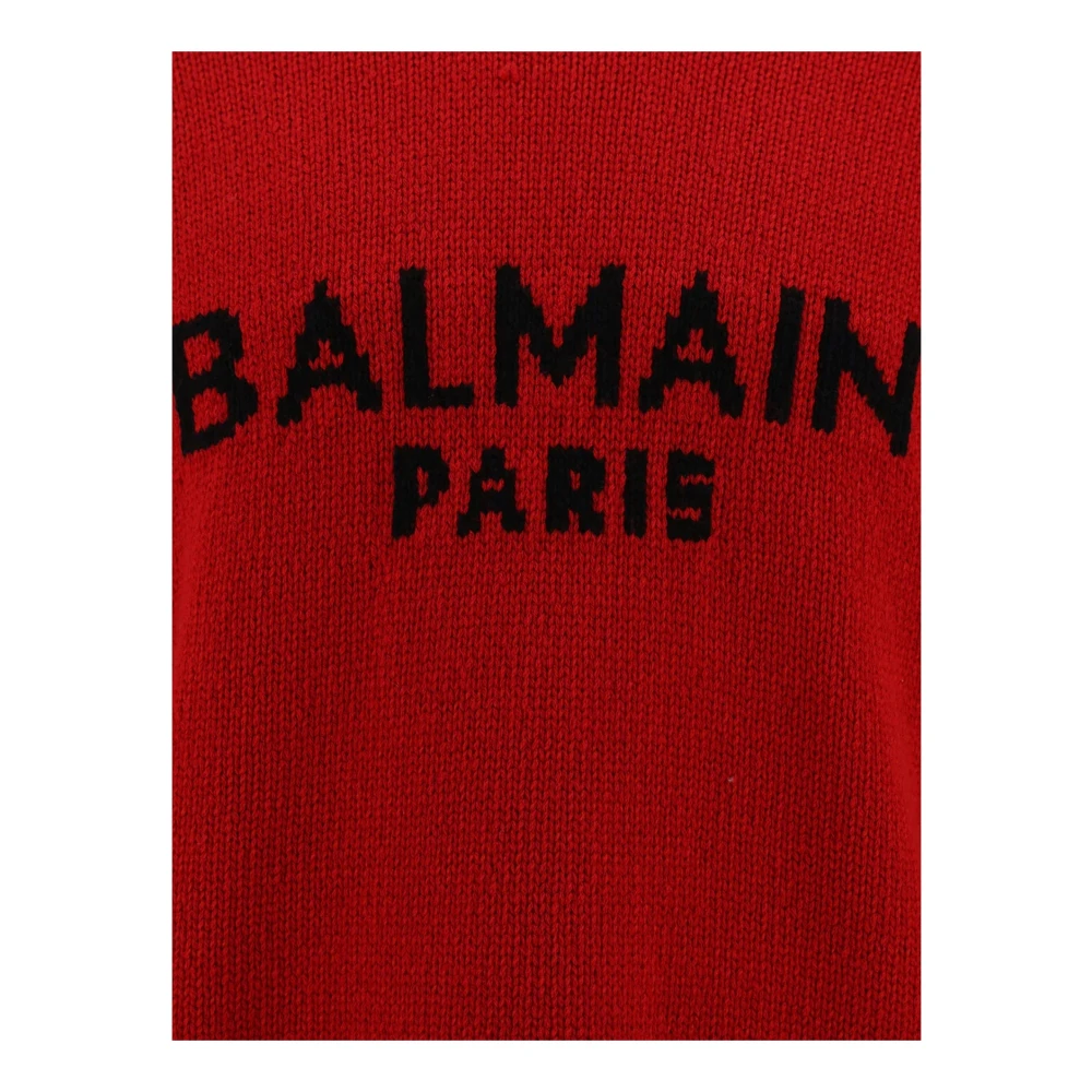 Balmain Logo Wollen Trui Red Dames