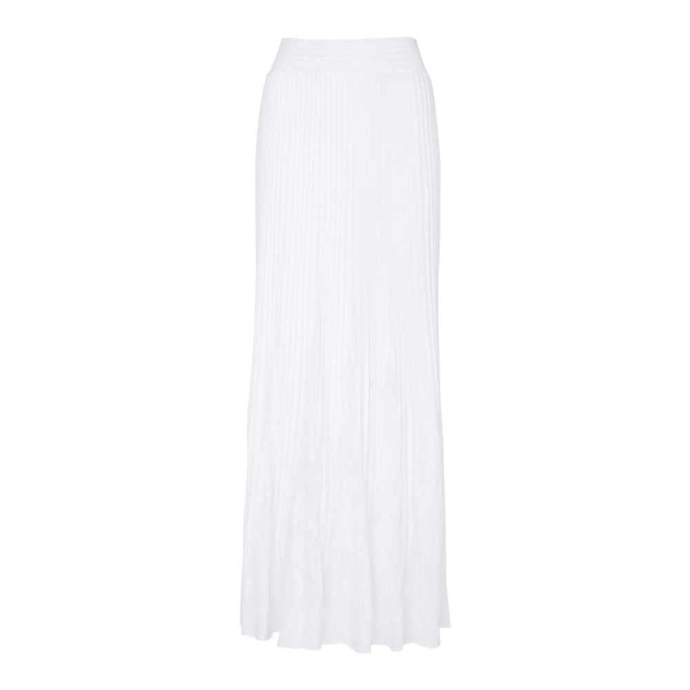 Balmain Lange gebreide rok met kanten detail White Dames