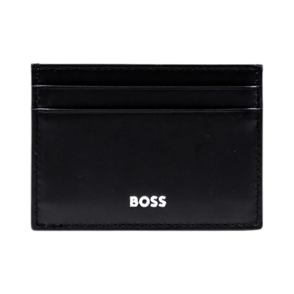 Hugo Men's Black Leather Wallet With Inside Compartts - Wallets & Cardholders - One Size- Accessories