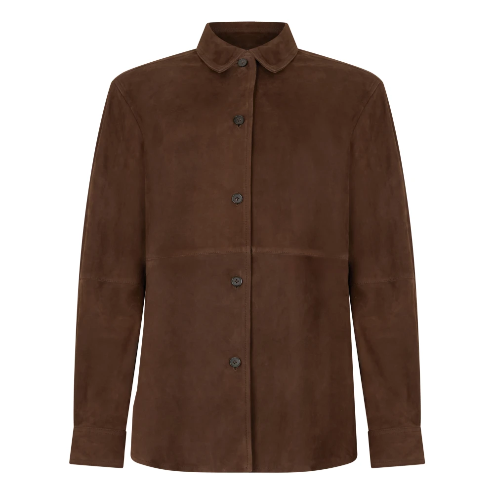 Totême Women's Brown Leather Jacket With Buttons