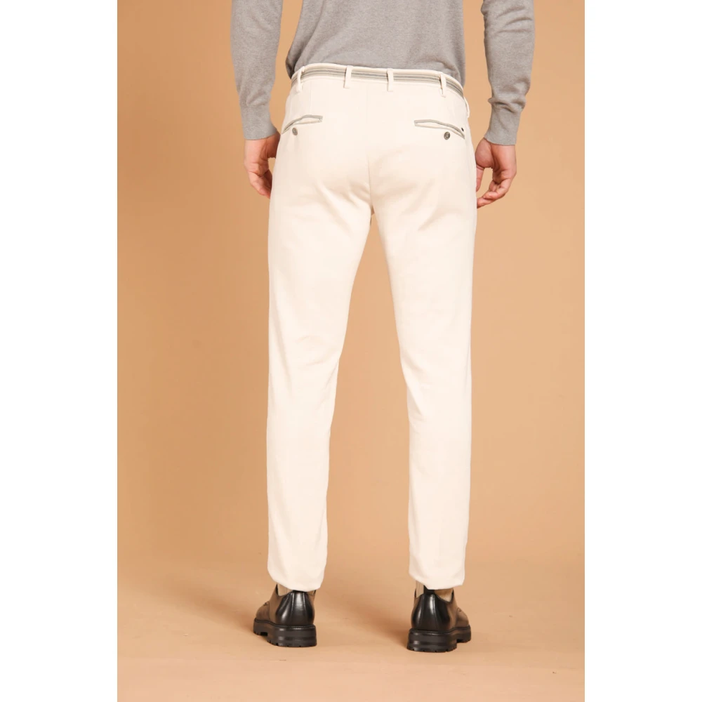 Mason's Slim Fit Satijn Pluche Chino Broek White Heren