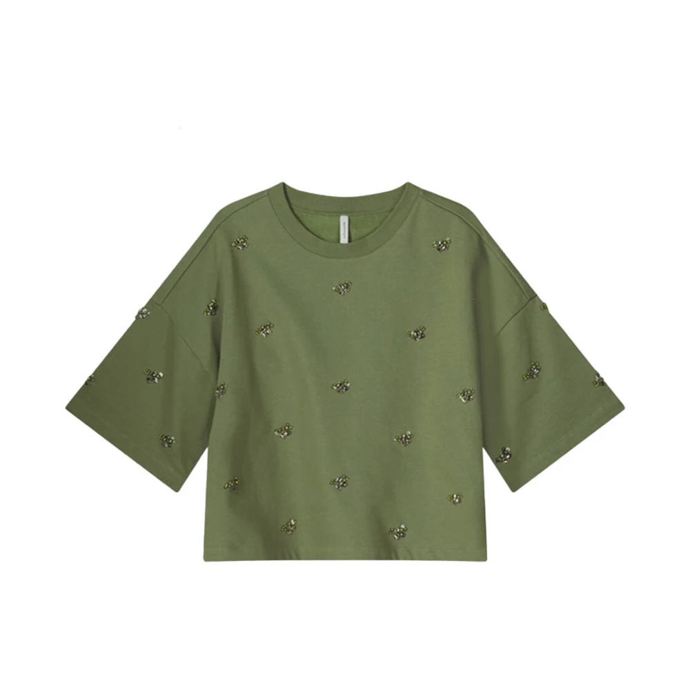 Summum Woman Versierde 3 4 Mouw Sweater Green Dames