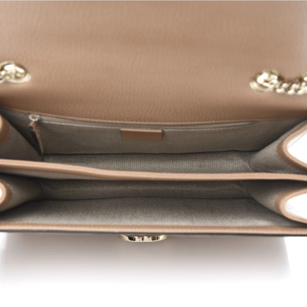 Gucci Camelia Leren Handtas met Kettingriem Beige Dames