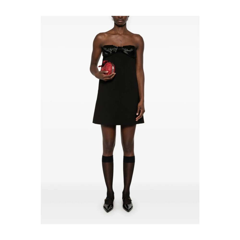 Self Portrait Strapless Jurk met Strikdetail Black Dames
