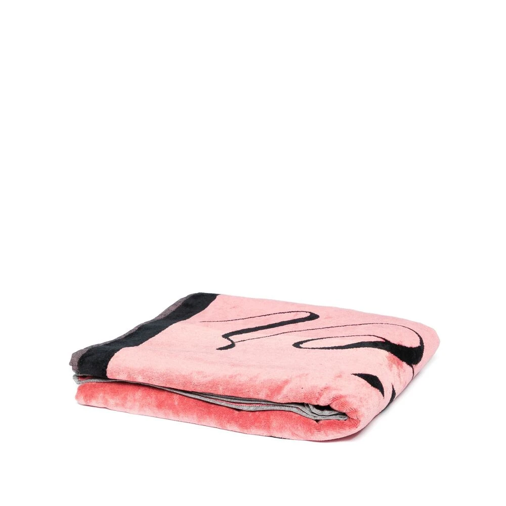 Jean Paul Gaultier Flamingo Roze Strandhanddoek met Contrasterende Rand Pink Heren