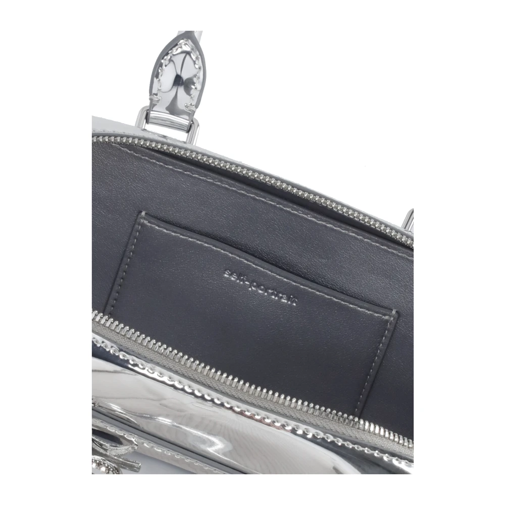 Self Portrait Zilveren Leren Handtas met Juwelen Gray Dames