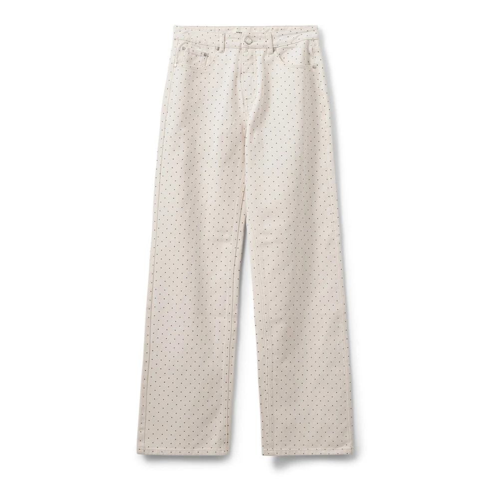 Sofie Schnoor White Off Straight-Leg Jeans With Dots - Female - Wide Trousers - M - Trousers
