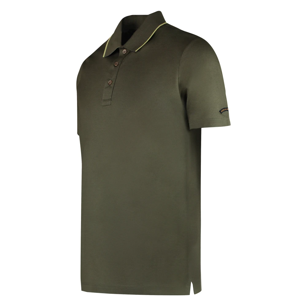 PAUL & SHARK Katoenen Polo Shirt met Geribbelde Randen Green Heren